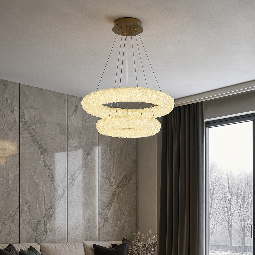 Pendul LED dublu – Ø600+Ø400 mm, 174W, Auriu FGD (5558-600+400 FGD)