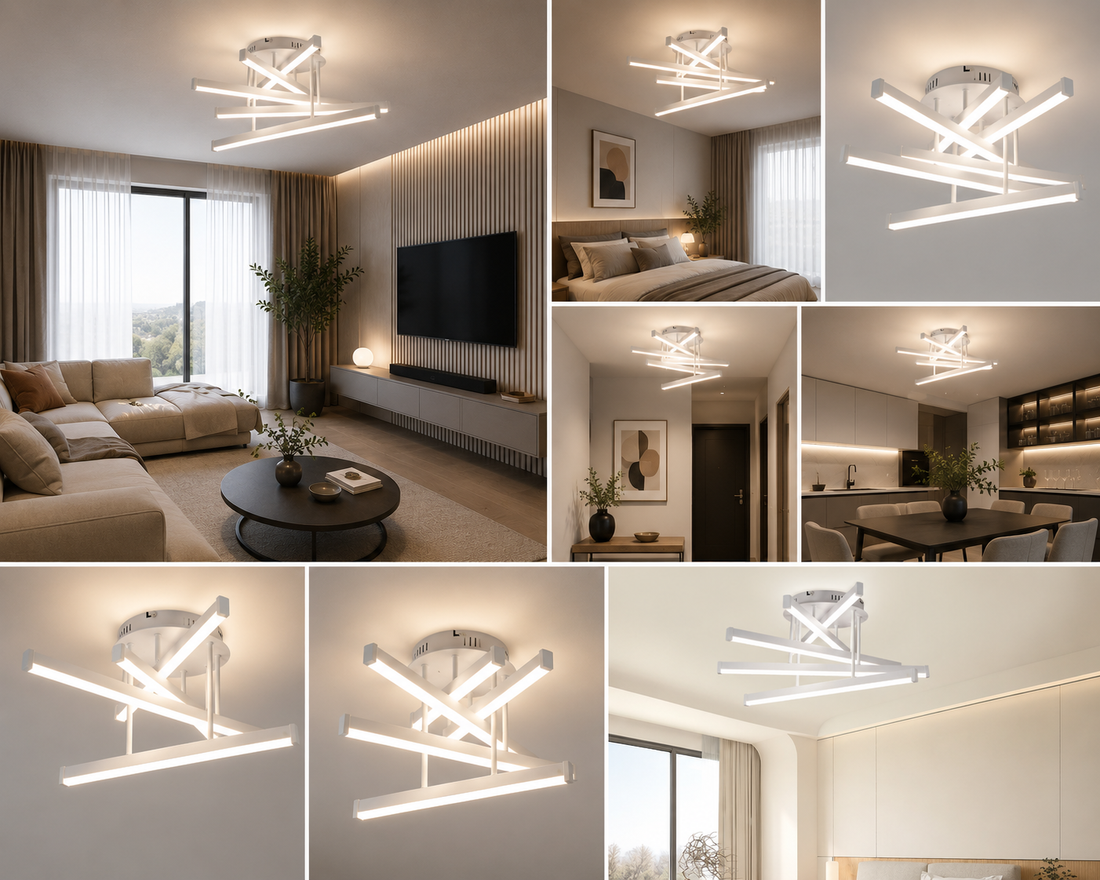 Lustra LED cu telecomandă, 610×610×250 mm, 120W, 3300K–6500K, finisaj alb, 2825/5