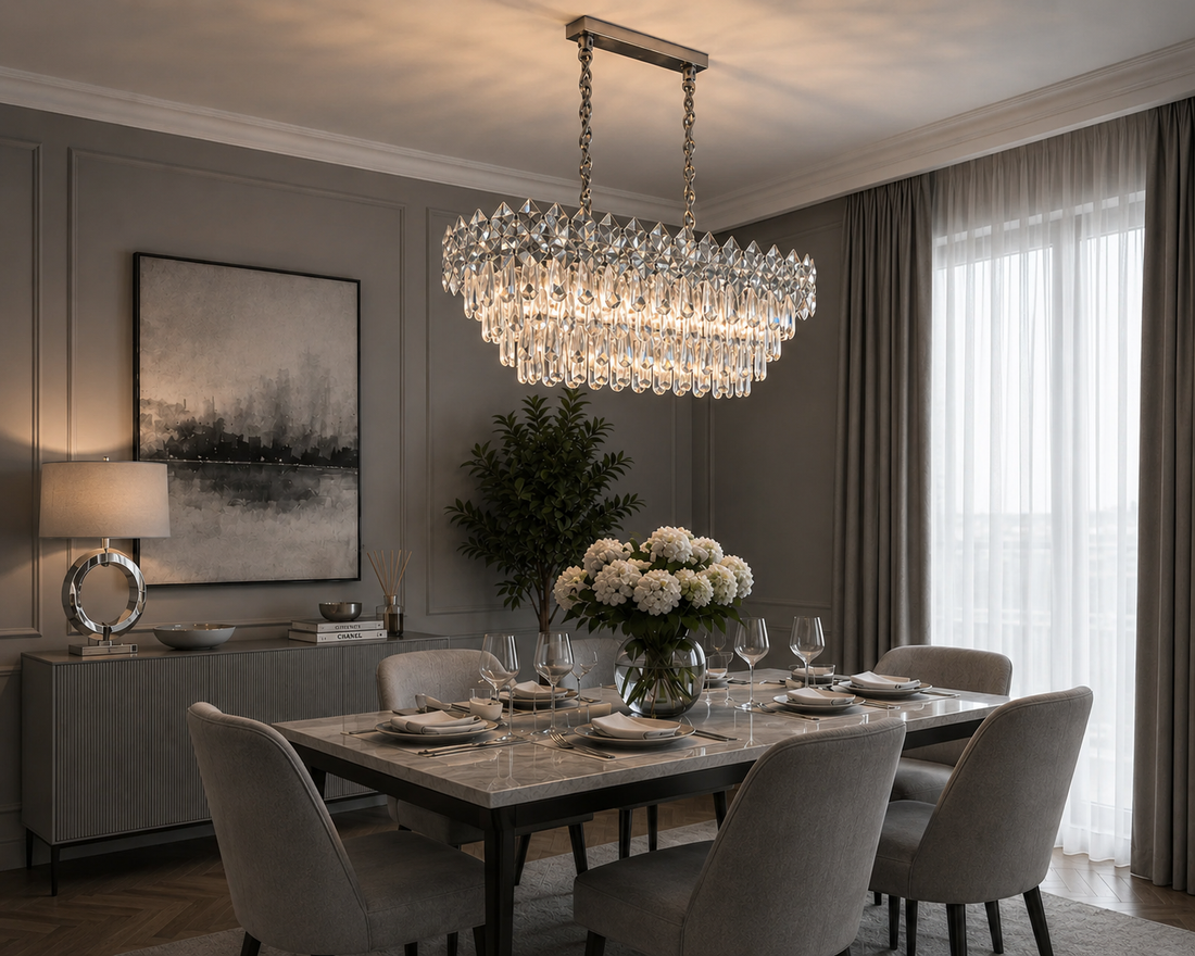 CANDELABRU RECTANGULAR CU CRISTALE 8650/800+300, 8 × 60W