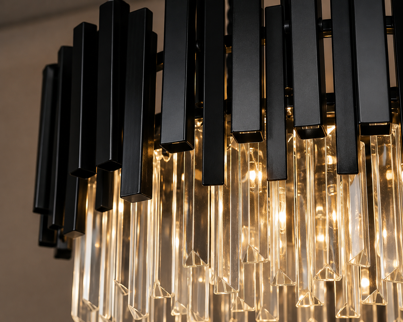 Candelabru Negru cu Cristale, 8×E27, Ø50 cm, Design Elegant