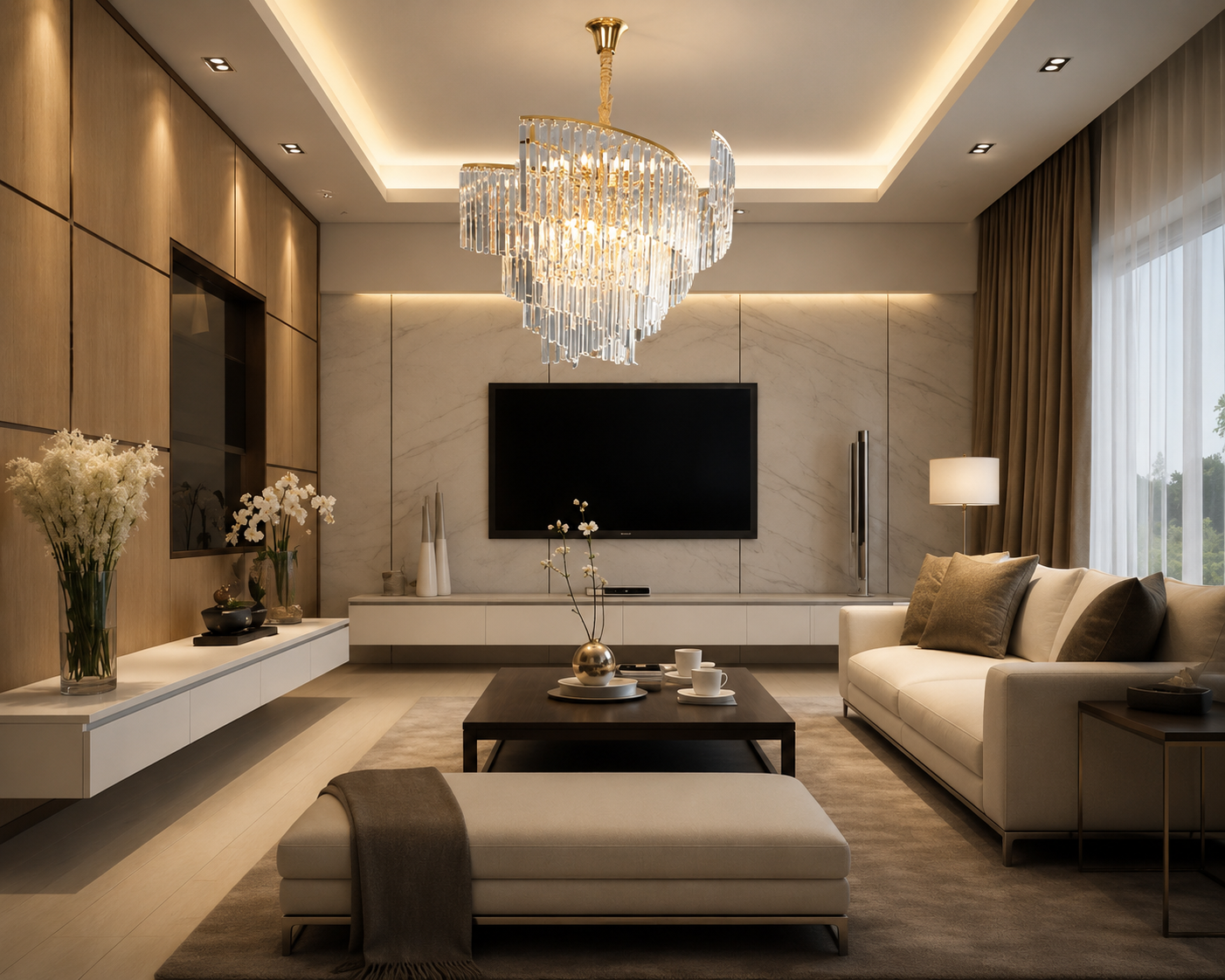 Candelabru Ø560×H510 mm, 10 becuri E27, design grandios cu cristale și structură aurie 98068/600