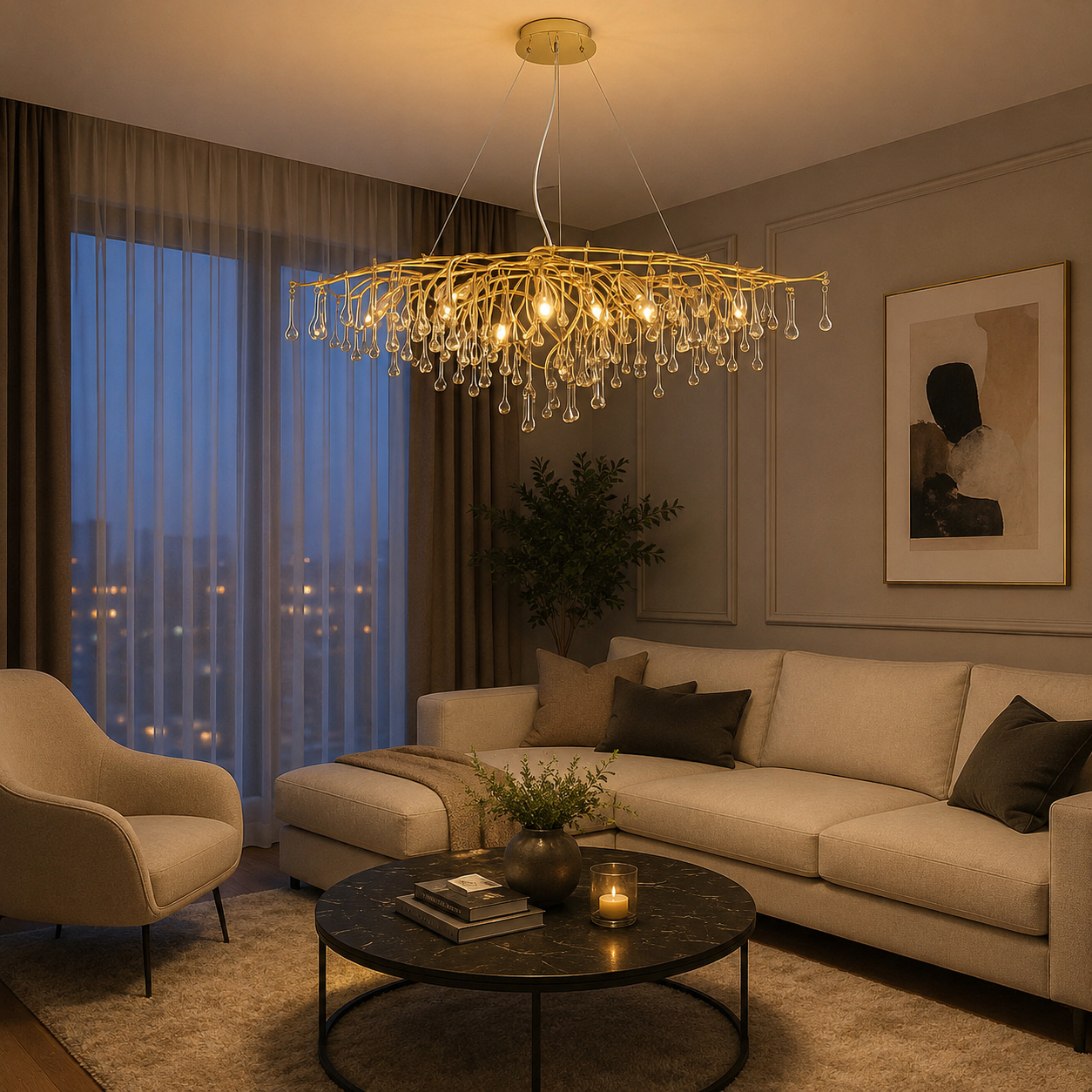 Candelabru Lux cu Cristale, 10xE14, Ø1200 mm, Design Aur Antic – Model 27137/1200+550 OG+FGD