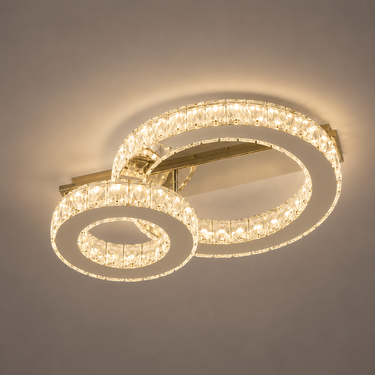 Lustră LED dublă 66W cu cristale și telecomandă, finisaj cromat, 3000–6500K – 78001/1+1A1 CR