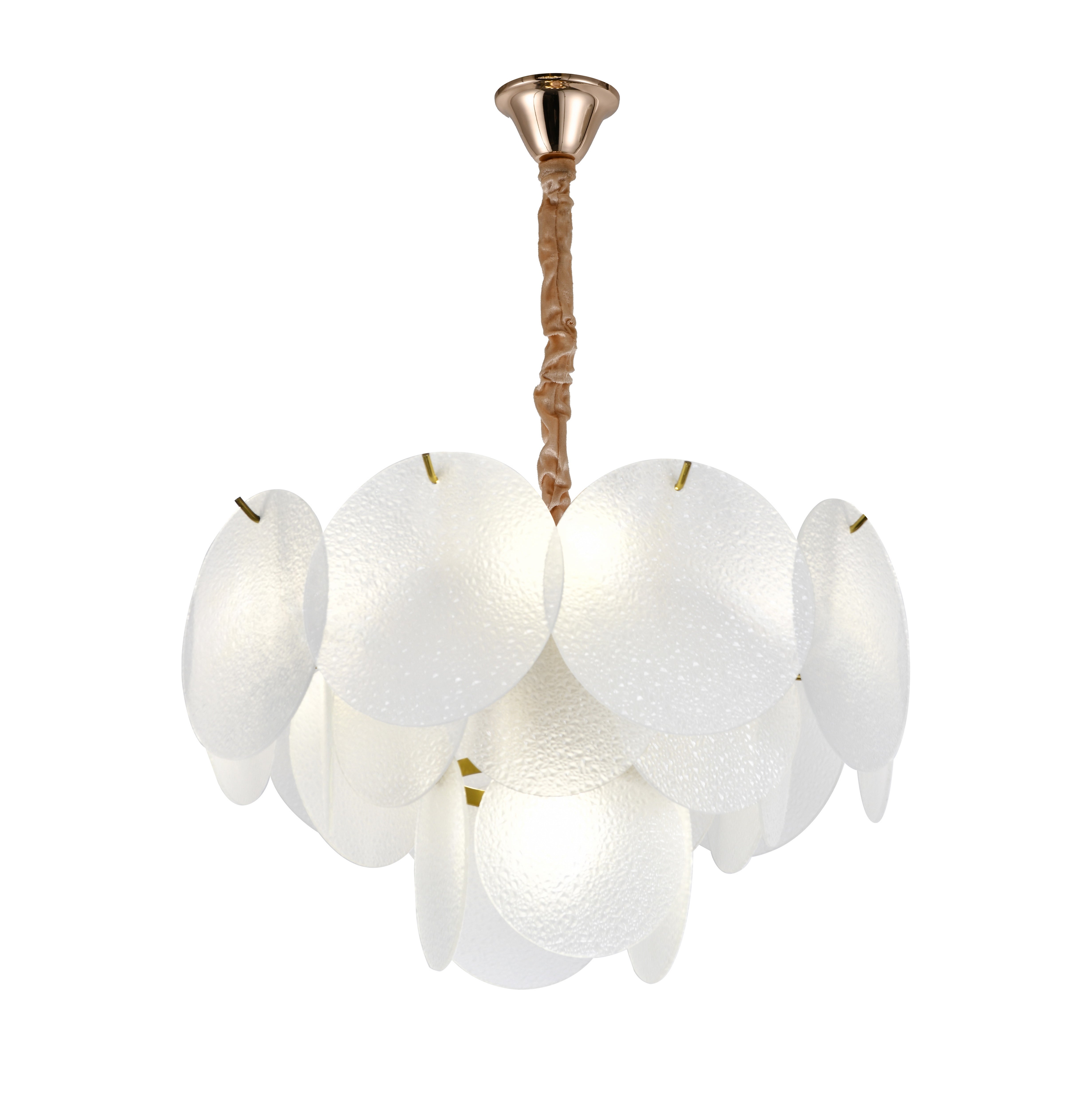 Candelabru modern cu abajururi din sticlă mata, 5 becuri E27, Ø40 cm, H25 cm, model 5867-400 TB