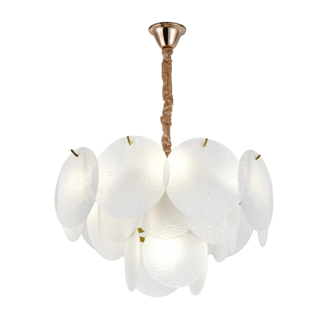 Candelabru modern cu abajururi din sticlă mata, 5 becuri E27, Ø40 cm, H25 cm, model 5867-400 TB