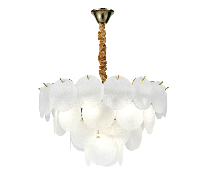 Candelabru modern cu sticlă mată, 8 becuri E27, Ø50 cm, H30 cm, model 5867-500 TB