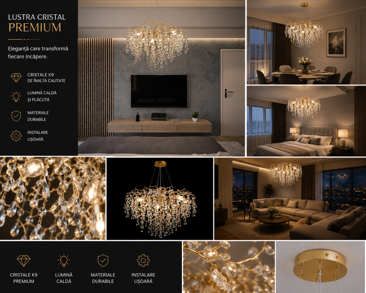 Candelabru decorativ cu 8 becuri E14 – Model 27096/800 OG+FGD