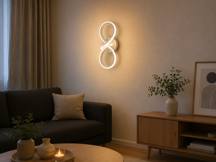 Aplica LED de Perete, Design Modern Infinit, 40W, 300×110×130 mm, Lumină Reglabilă 3000K–6500K