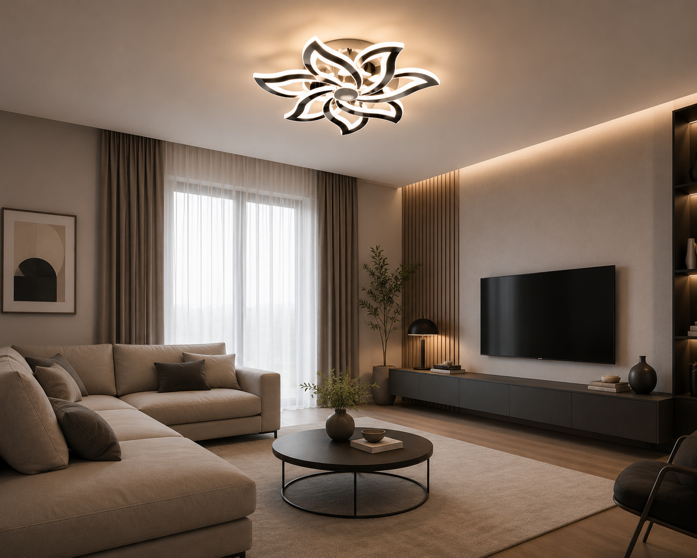 Lustra LED RGB 2923-5 – Ø630 mm, 156W, Culoare Reglabila & RGB, cu Telecomanda