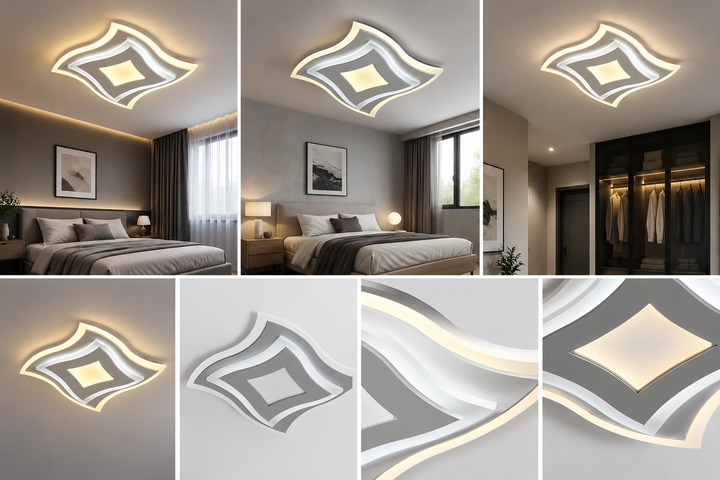 Plafonieră LED 6038A Alb-Crom – 74W, Lumină reglabilă 3000K–6500K