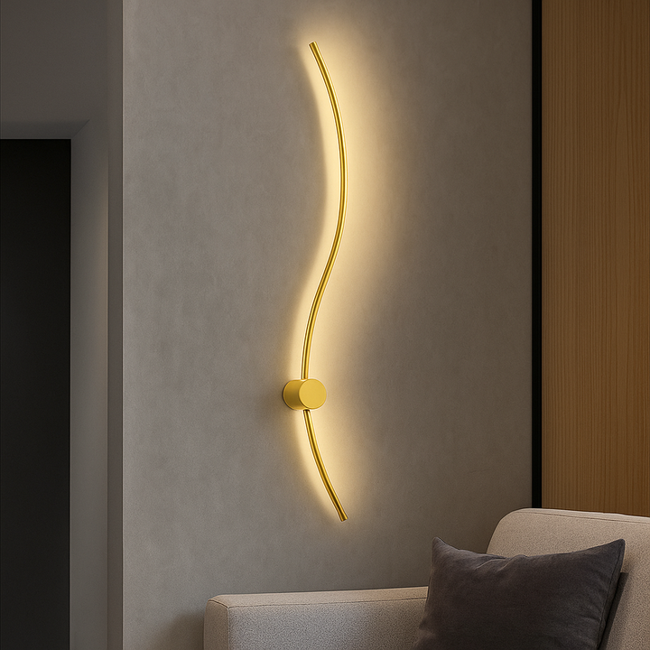 Aplica LED de perete, design ondulat, 38W total, L ≈ 1000 mm, temperatură reglabilă 3000K–6500K, gold – model 59093/1000