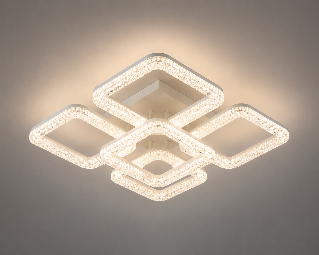 Lustra LED L7276/5A albă 160W, Ø525×130 mm, lumină 3000–6500K, cu telecomandă