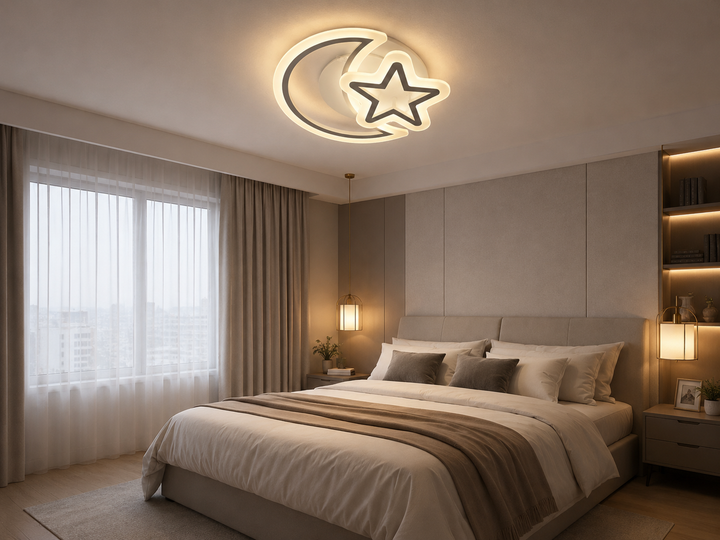 Lustra LED modernă lună & stea 74W, lumină reglabilă – 71391/2WH
