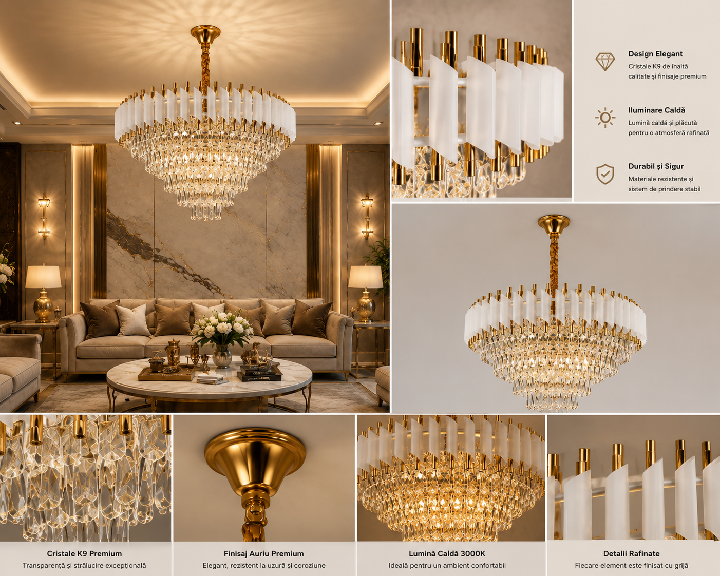 Candelabru elegant cu cristal 9001/800 WH+FG