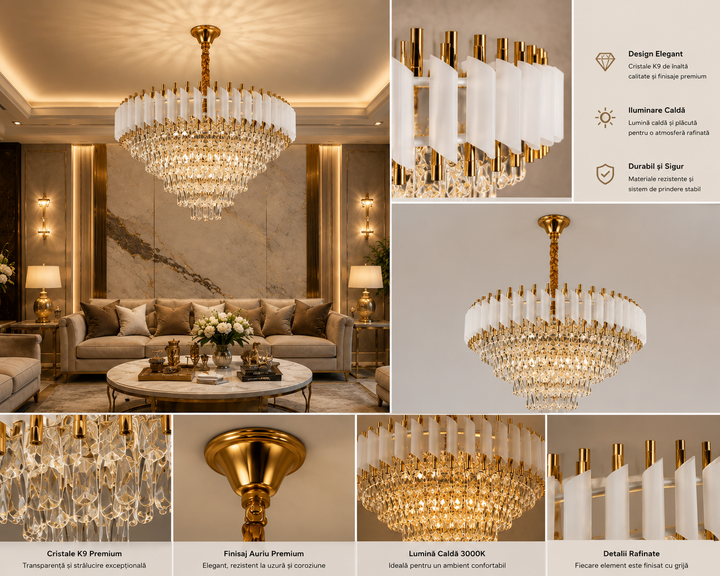 Candelabru elegant cu cristal 9001/800 WH+FG