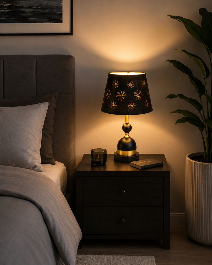Veioza decorativa 8633, Negru, inaltime 52 cm