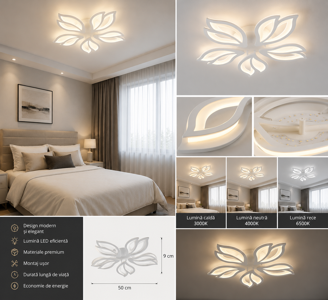 Lustra LED 90W cu telecomandă, Ø620 mm, lumină reglabilă 3000–6500K – model 19250/5WH