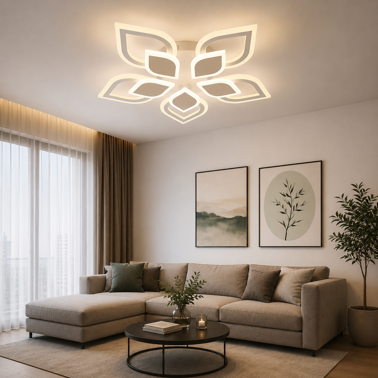 Lustra LED L7769/5 – 80W, Design Elegant cu 5 Elemente, Lumina Reglabila