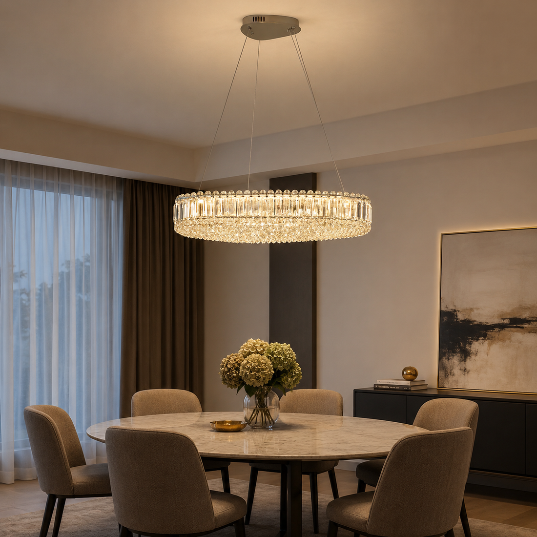 Candelabru  LED modern , 96W, L ≈ 650 mm, finisaj crom – model 72025/650+400 CH
