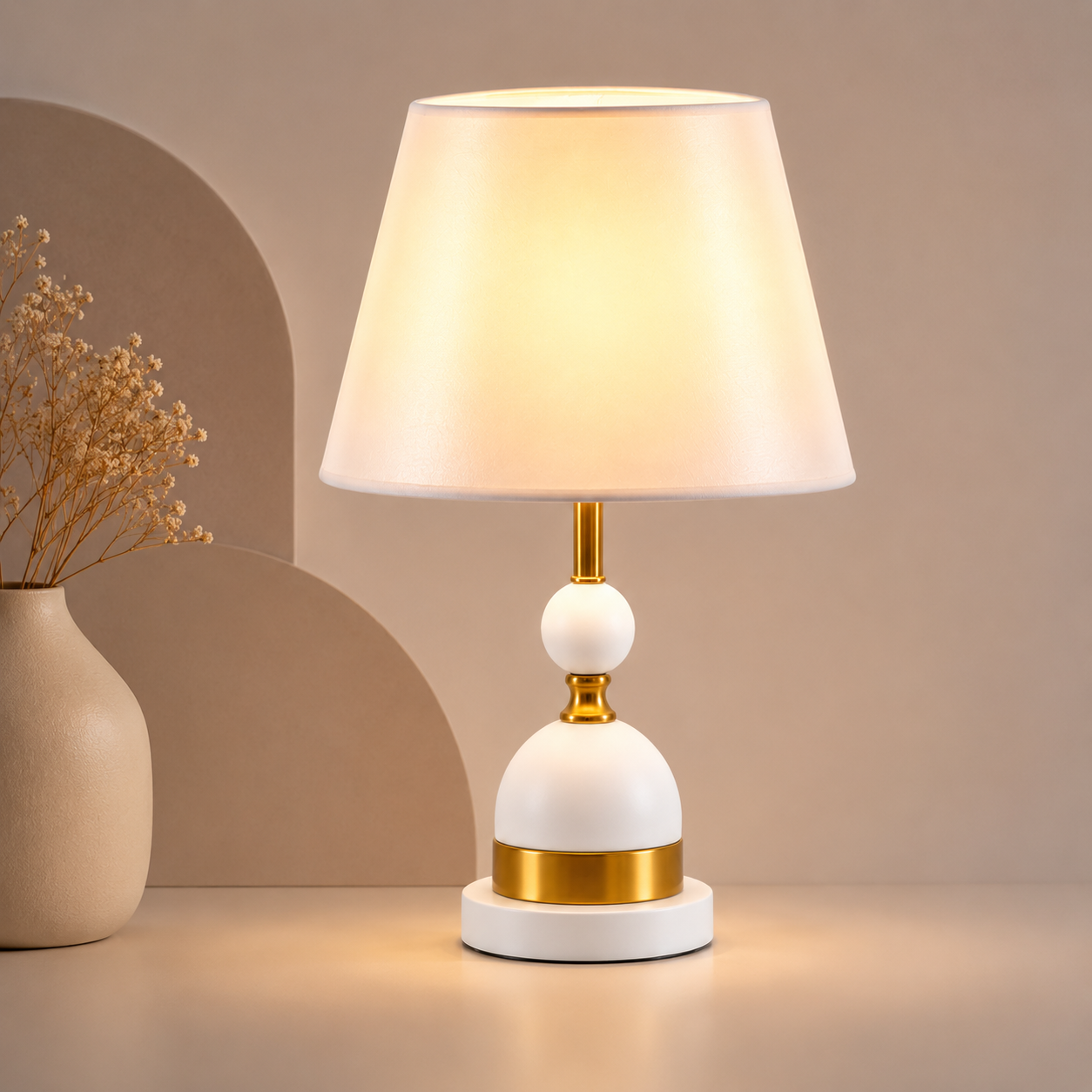 Veioza decorativa 8633, Alb, inaltime 52 cm
