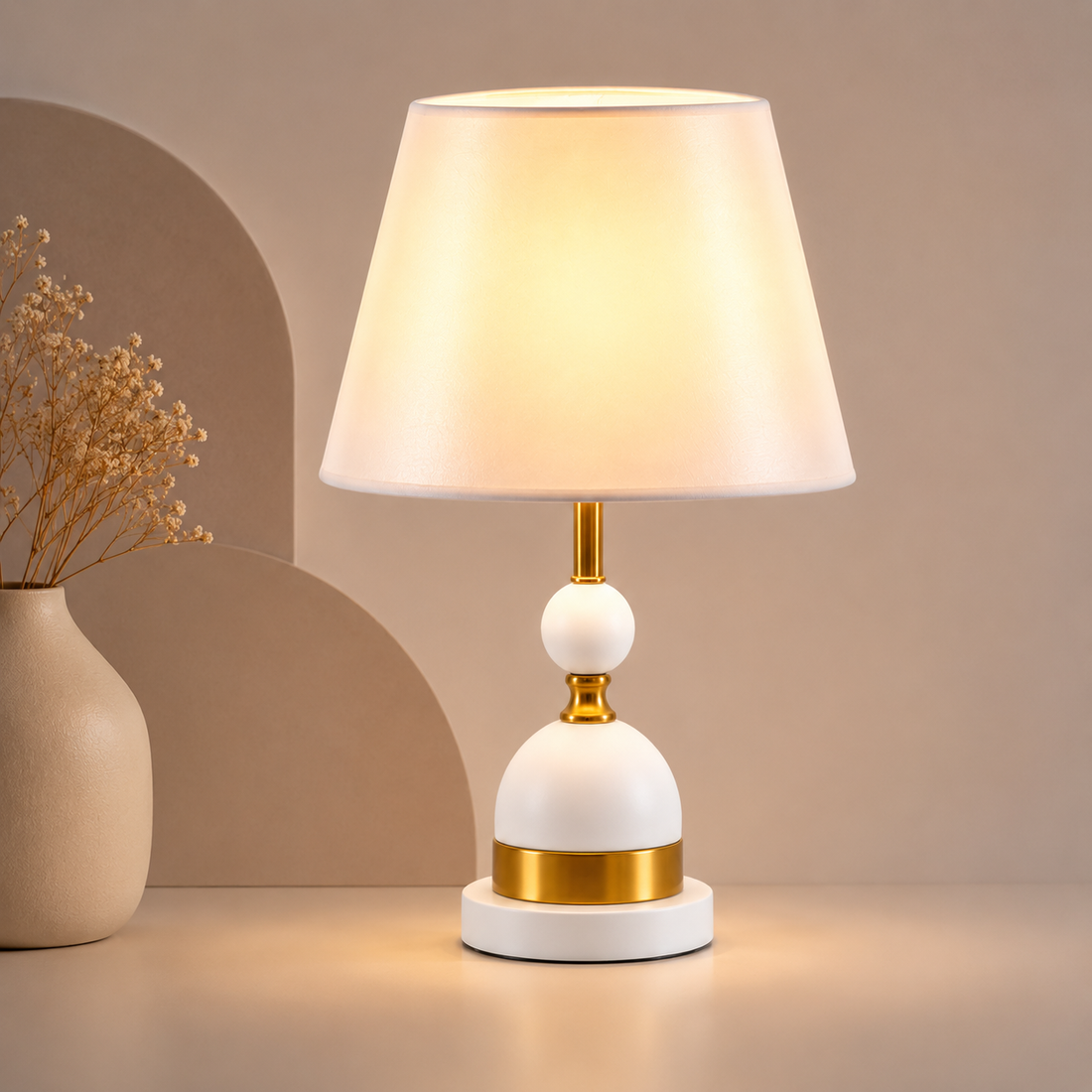 Veioza decorativa 8633, Alb, inaltime 52 cm