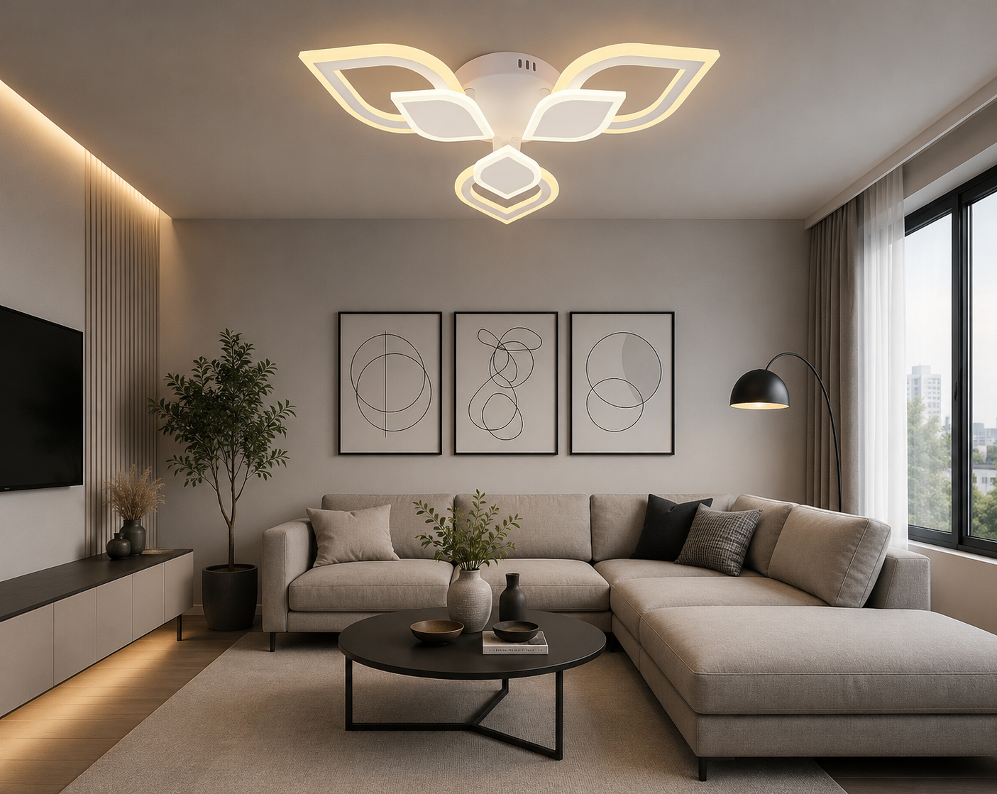 LUSTRA LED 7769/3 – 48W, DESIGN ELEGANT CU 3 ELEMENTE, LUMINA REGLABILA