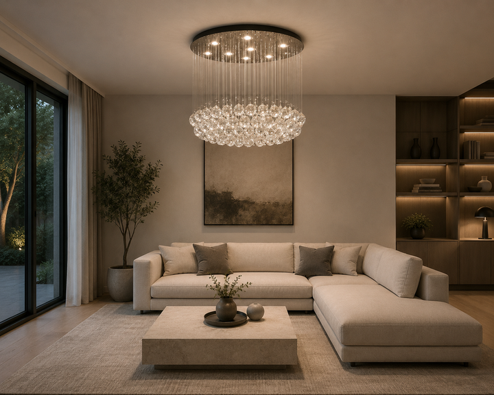 Candelabru LED cu cristale, 600×600×430 mm, 45W, 4000K, 6005/9