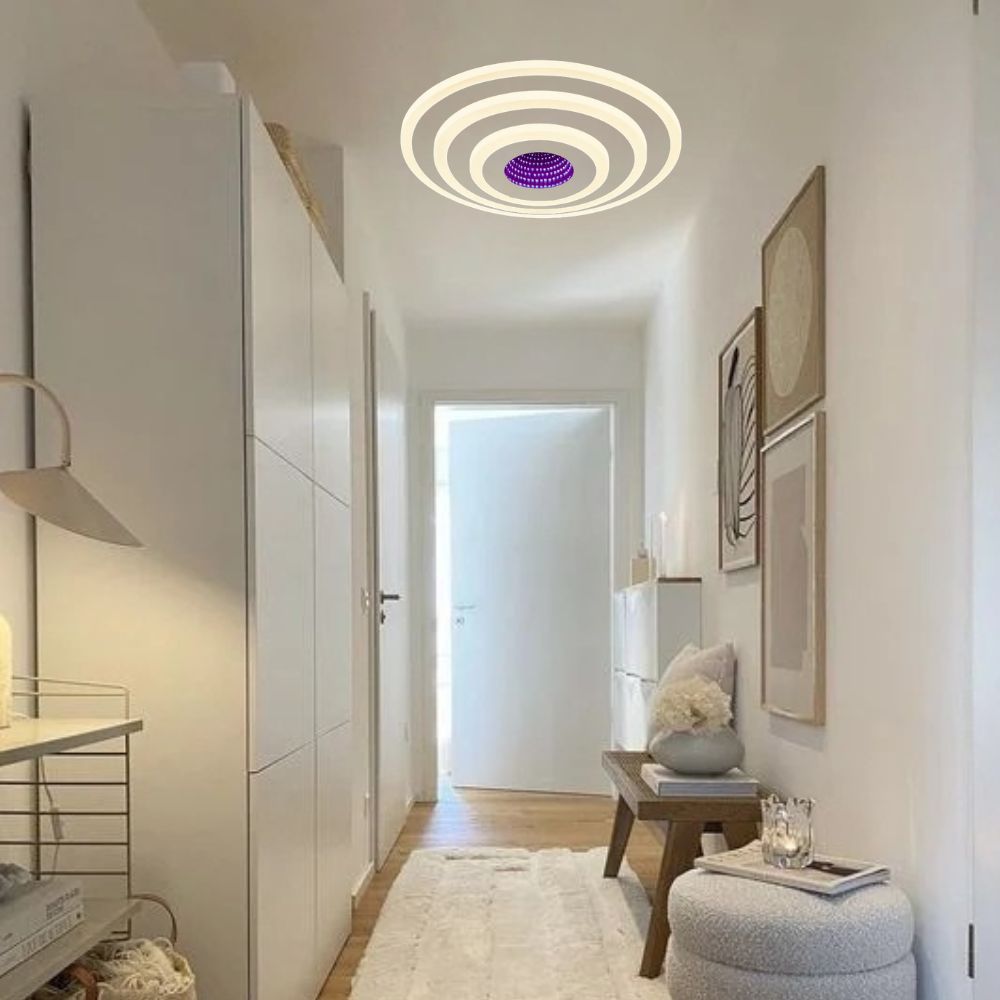 Plafonieră LED cu Telecomanda, Model 6039/300D WH, 71W, Ø300 mm