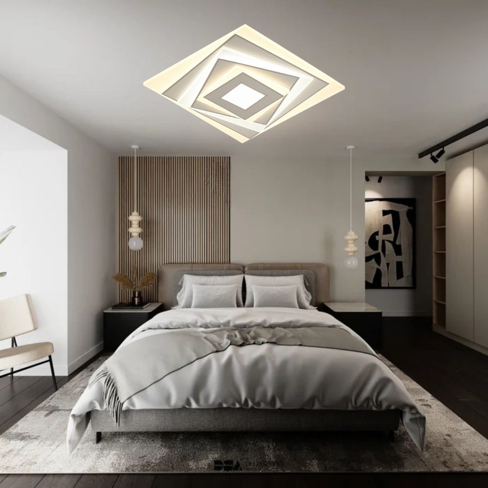 Plafoniera LED patrata 84W, 300×300 mm, lumină reglabila 3000–6500K – model 6040/300WH+CR