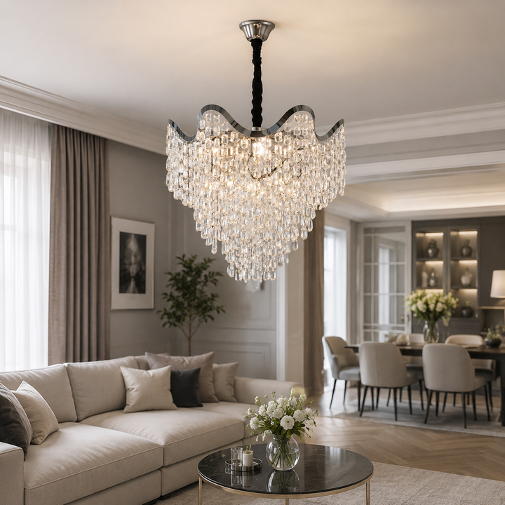 Candelabru elegant cu cristale, Ø450×H420 mm, 7×E27 max 60W, 78006/450 CH