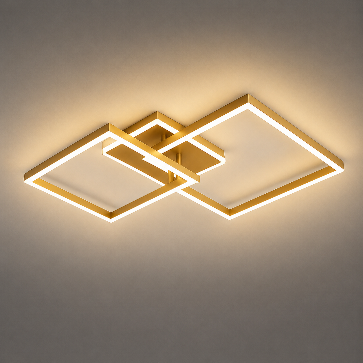 Lustra LED cu telecomanda, 2x71W, lumina reglabila 3000K–6500K, 550×550×150 mm, design pătrat modern