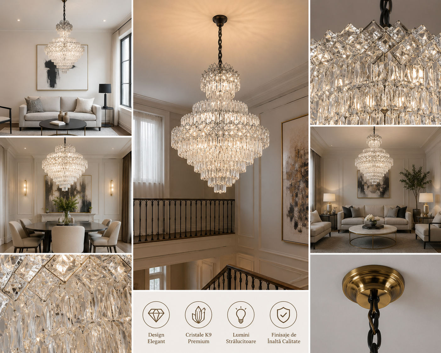Candelabru Impunător din Cristal –8650/800×1100 | 22x E27 | Design Grandios în Cascade