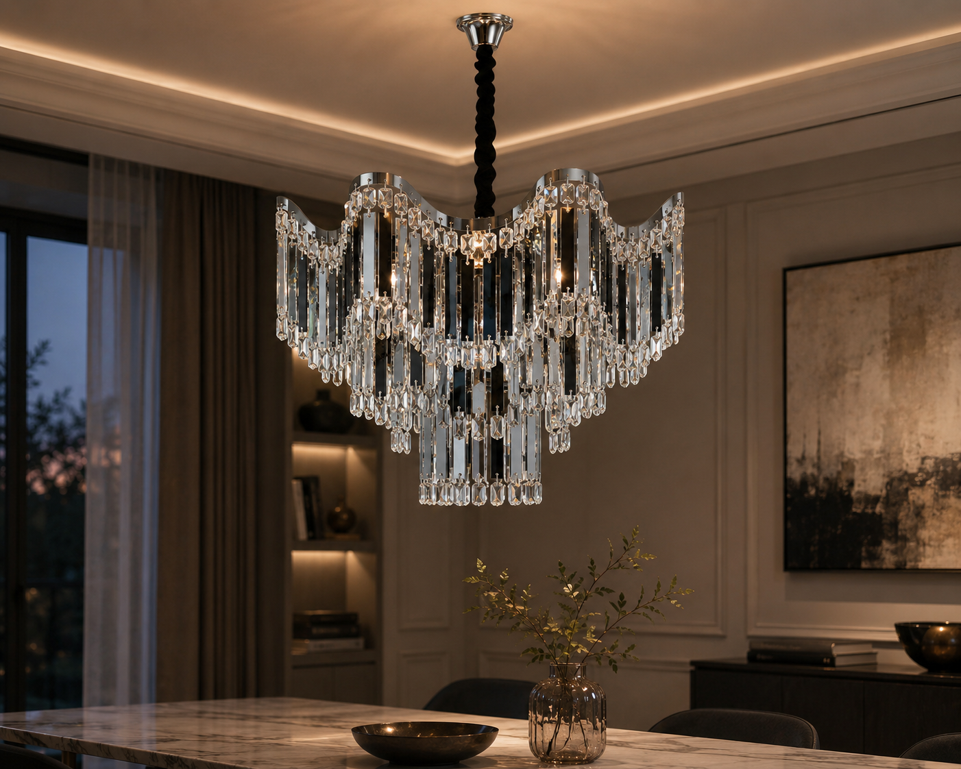 Candelabru modern, Ø600×H556 mm, E27 max 60W × 12, model 78012/600 CH