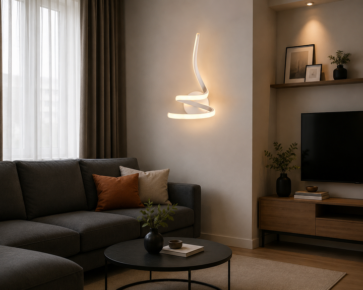 Aplica LED verticală decorativă, 17 W, Ø ≈ 190 mm, înălțime 360 mm, temperatură reglabilă 2800–6500 K – model SX8786 WH