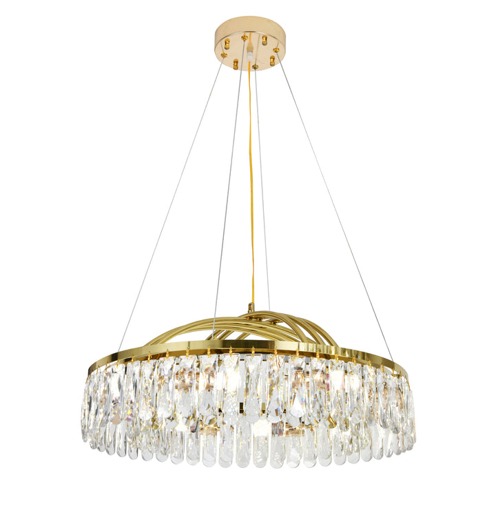 Candelabru LED cu cristale și iluminare dublă, 10 surse E27 + LED 54W, Ø ≈ 610 mm, finisaj bronz – model 6249-600 TB