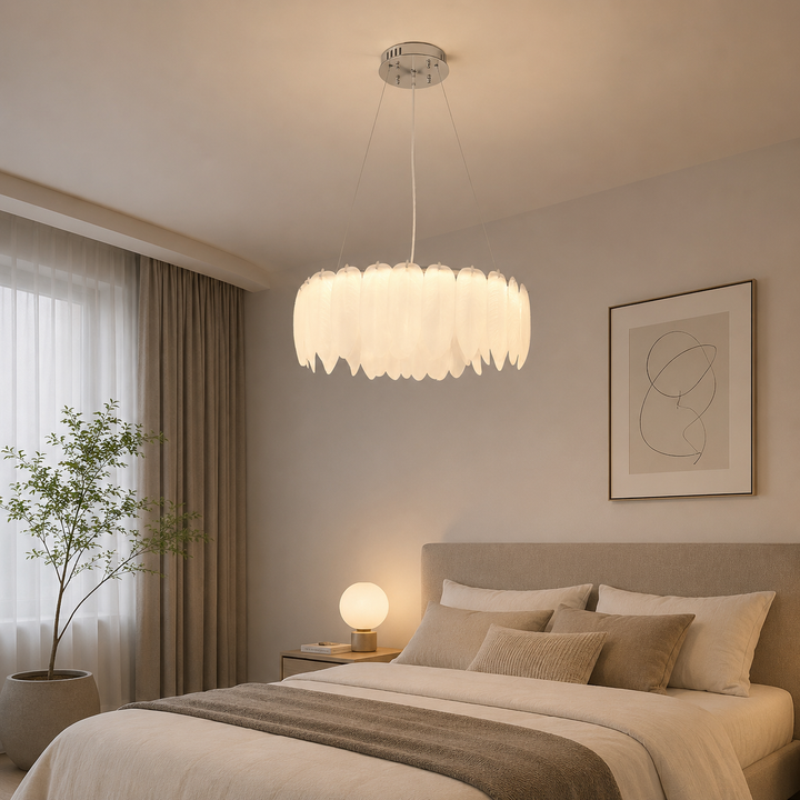 Candelabru LED L500×H185 mm, LED 96W, design cu cristale verticale și structură aurie modernă 98293/500