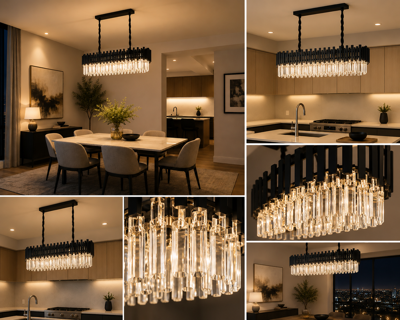 CANDELABRU NEGRU CU CRISTALE, 8×E27, 3211/800+300 CM, DESIGN ELEGANT