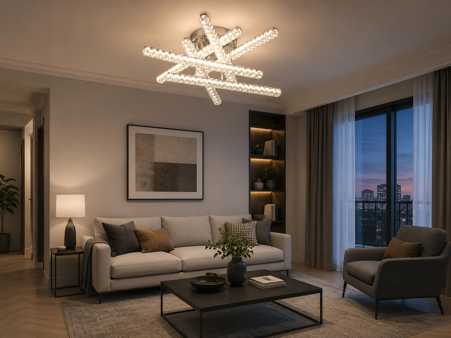 Lustra  LED 630×630×H210 mm, 2x84W, design pătrat modern cu lumină reglabilă și telecomandă JB003/6