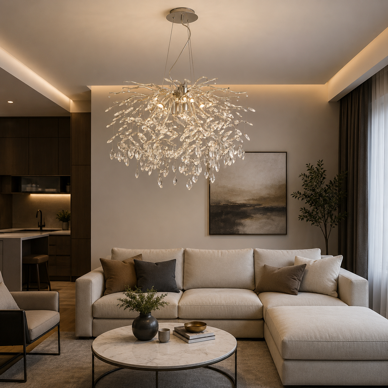 Candelabru Elegant cu Cristale 8179/8A-600 – Ø600 mm, 8xE27, Stil Luxos Suspendat