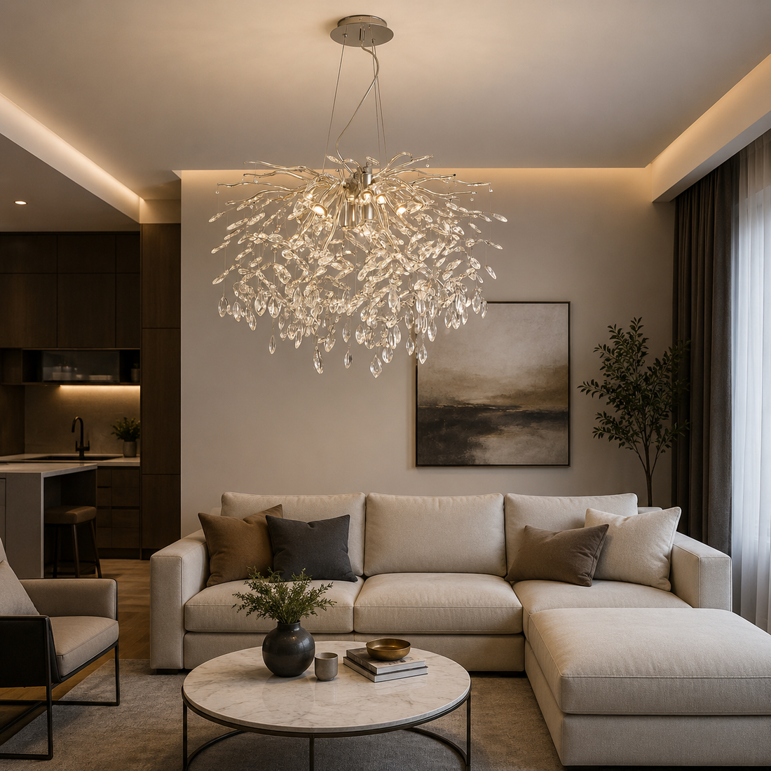 Candelabru Elegant cu Cristale 8179/8A-600 – Ø600 mm, 8xE27, Stil Luxos Suspendat