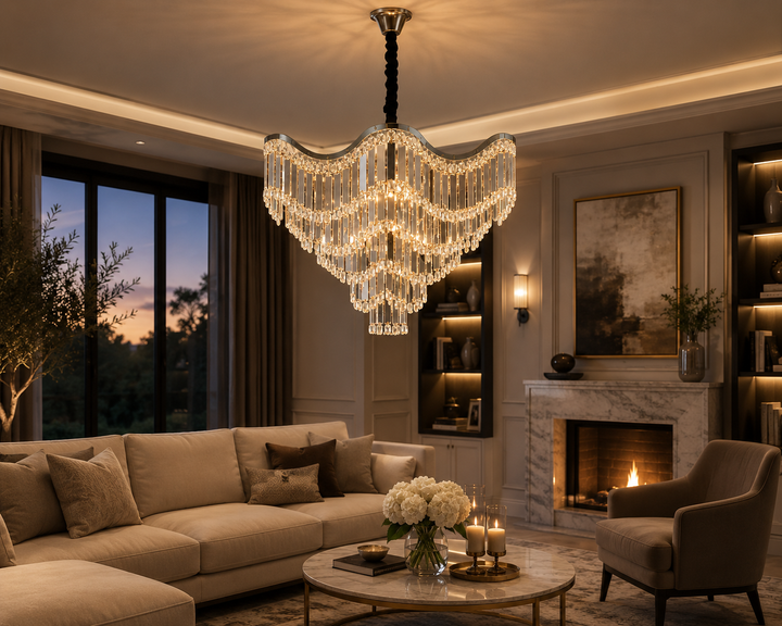 Candelabru modern, Ø600×H556 mm, E27 max 60W × 12, model 78012/600 CH