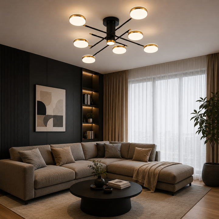 Lustra LED L7680/8+1 – 154W, Design Elegant cu Brațe Multiple și Telecomandă