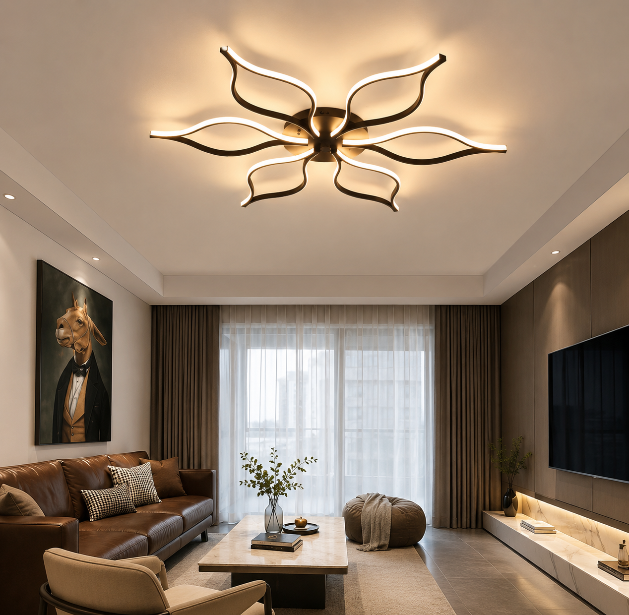 Lustra LED 7756/6 CU TELECOMANDA ,Design Modern,Lumina Reglabilă 3000K-6500K