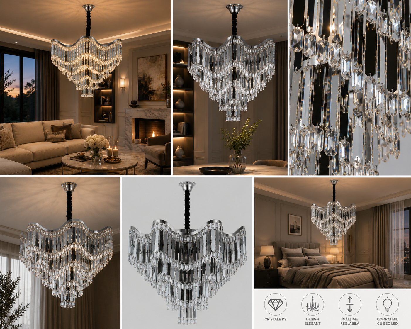 Candelabru modern, Ø780×H656 mm, E27 max 60W×18, 78012/780 CH
