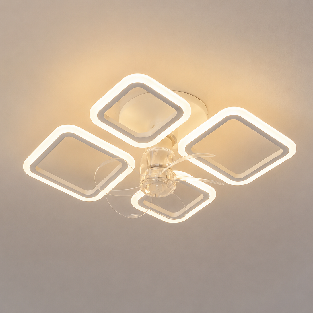 Lustra LED cu  Ventilator cu telecomanda – 72W, 640×495×125 mm, Alb, 3000–6500K 26251/2+2