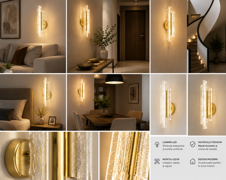 Aplica de perete moderna, 320×110×85 mm, LED 8×2W, 3000–6500K, model 59336