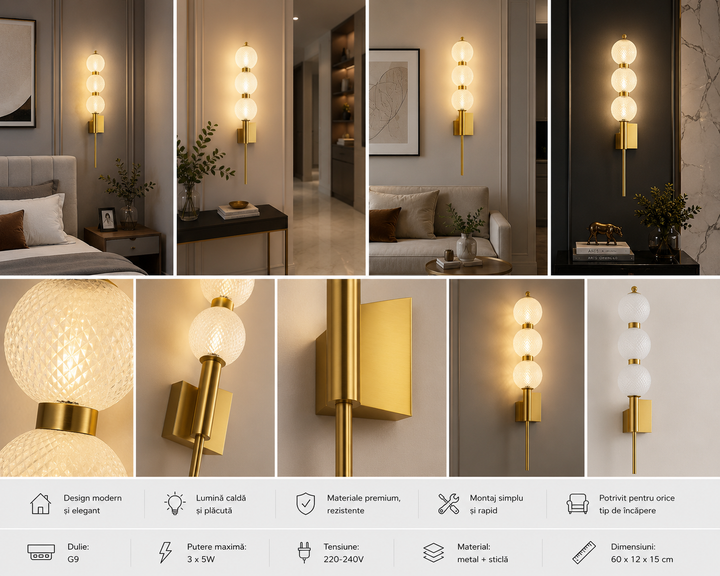 APLICA LED MODERNĂ CU LUMINĂ COMBINATĂ – MODEL 59009/400CP