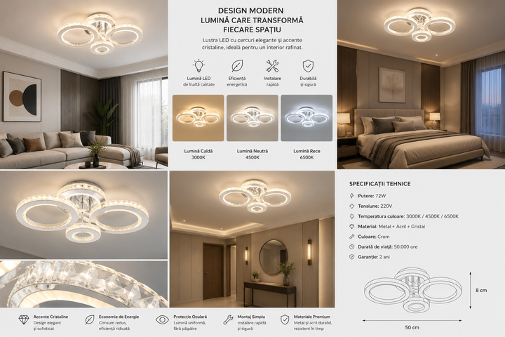Lustra LED modernă cu lumină reglabila model 26064/2+2CR