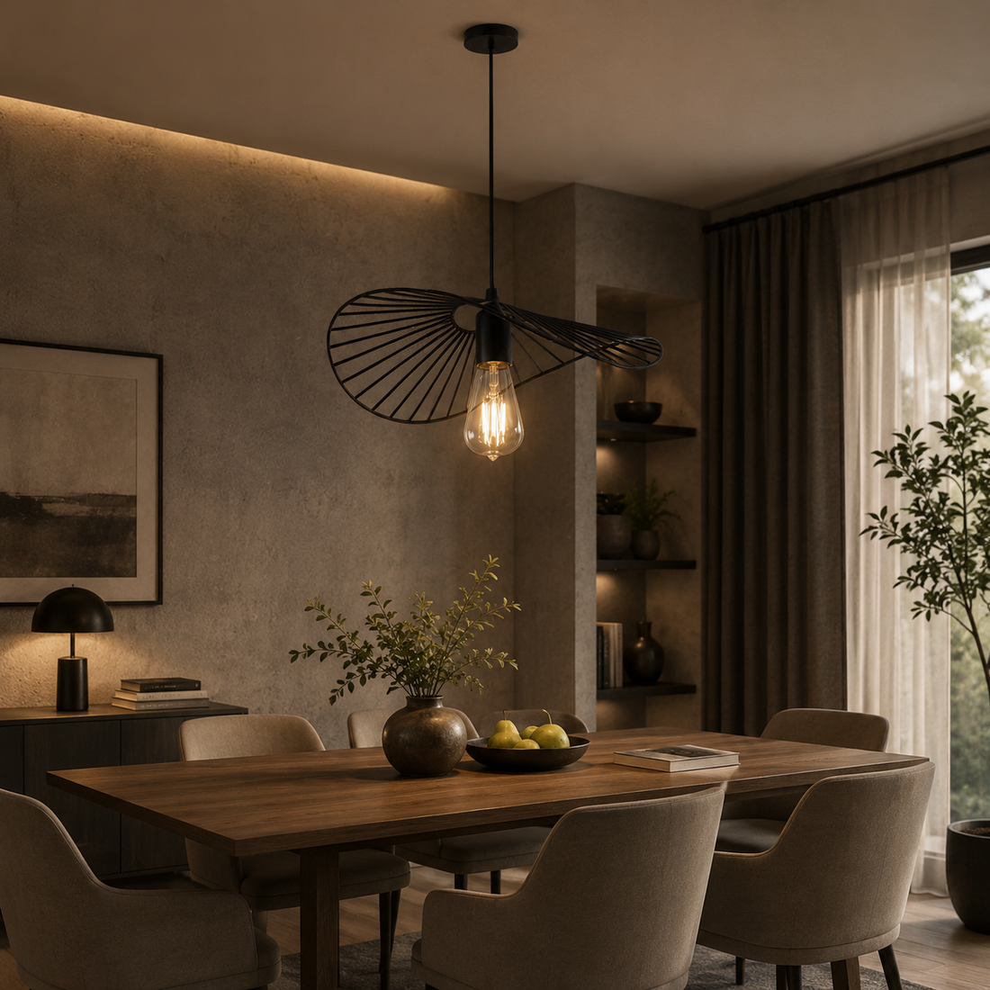 Pendul rustic, Ø380×H80 mm, E27 max 60W, fără telecomandă, JD-370