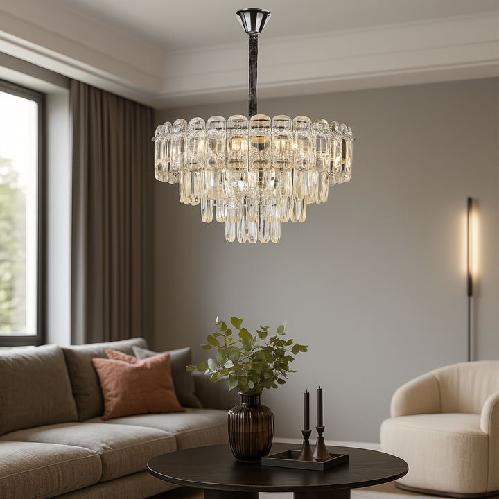 Candelabru auriu 7058-500 GD cu 8 socluri E27, stil decorativ modern